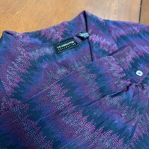 Liz Claiborne 100% Silk Button Up‎ Shirt Size 14 With Square Pearlescent Buttons